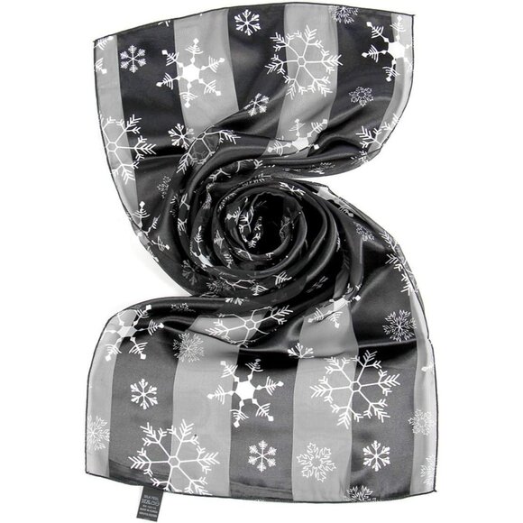 Women Black Warm Long Unisex Fall Winter Lightweight Soft Sheer Christmas Scarf - Picture 2 of 5